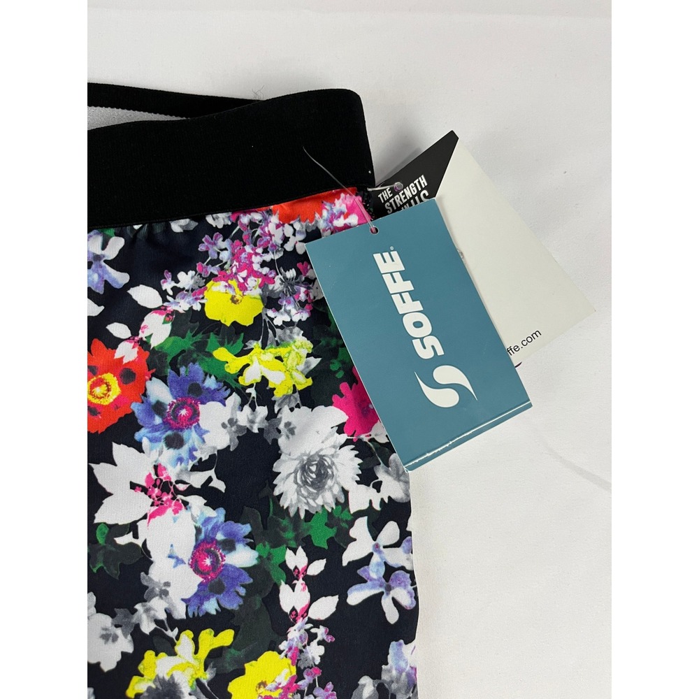 SOFFE Junior Floral Low Rise Athletic‎ Leggings Pants Black Multi Color Size S